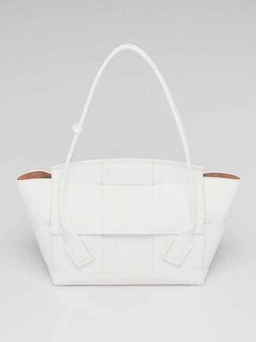 Bottega Veneta White Grainy Calf Leather Arco Tote Bag